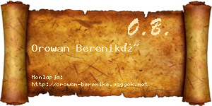 Orowan Bereniké névjegykártya